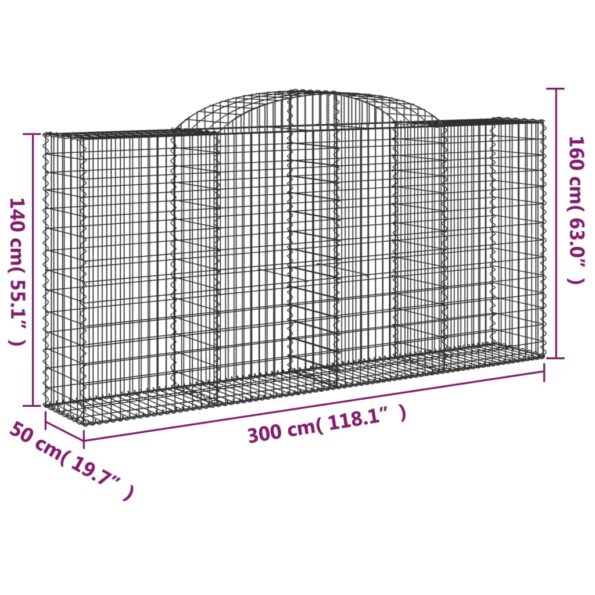 vidaXL Oblúkové gabionové koše 10 ks 300x50x140/160 cm pozink. železo – Obrázok 6