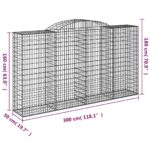 vidaXL Oblúkové gabiónové koše 4ks 300x50x160/180cm pozinkované železo – Obrázok 6