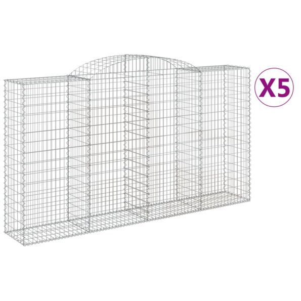 vidaXL Oblúkové gabiónové koše 5ks 300x50x160/180cm pozinkované železo – Obrázok 2