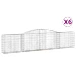 vidaXL Oblúkové gabionové koše 6 ks 400x30x80/100cm pozinkované železo – Obrázok 2