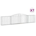 vidaXL Oblúkové gabionové koše 7 ks 400x30x80/100cm pozinkované železo – Obrázok 2