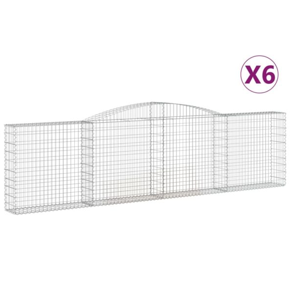 vidaXL Oblúkové gabiónové koše 6ks 400x30x100/120cm pozinkované železo – Obrázok 2
