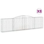 vidaXL Oblúkové gabiónové koše 8ks 400x30x100/120cm pozinkované železo – Obrázok 2