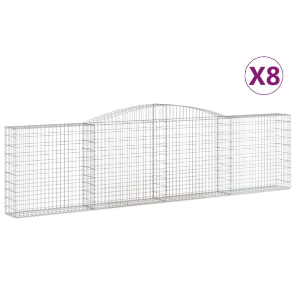 vidaXL Oblúkové gabiónové koše 8ks 400x30x100/120cm pozinkované železo – Obrázok 2