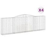 vidaXL Oblúkové gabionové koše 4 ks 400x30x120/140 cm pozink. železo – Obrázok 2