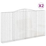 vidaXL Oblúkový gabionový kôš 2 ks 400x30x220/240cm pozinkované železo – Obrázok 2