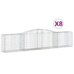 vidaXL Oblúkové gabionové koše 8 cm 400x50x80/100cm pozinkované železo – Obrázok 2