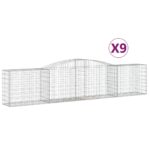 vidaXL Oblúkové gabionové koše 9 ks 400x50x80/100cm pozinkované železo – Obrázok 2