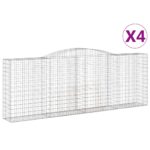 vidaXL Oblúkové gabionové koše 4 ks 400x50x140/160 cm pozink. železo – Obrázok 2