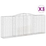 vidaXL Oblúkové gabiónové koše 3ks 400x50x160/180cm pozinkované železo – Obrázok 2