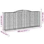 vidaXL Oblúkové gabiónové koše 3ks 400x50x160/180cm pozinkované železo – Obrázok 6