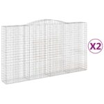 vidaXL Oblúkový gabionový kôš 2 ks 400x50x220/240cm pozinkované železo – Obrázok 2