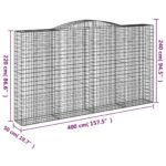 vidaXL Oblúkový gabionový kôš 2 ks 400x50x220/240cm pozinkované železo – Obrázok 6