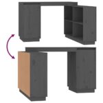 vidaXL Stolík sivý 110x50x75 cm masívne borovicové drevo – Obrázok 9