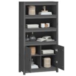 vidaXL Vysoká skrinka sivá 80x35x154 cm borovicový masív – Obrázok 4