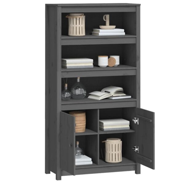 vidaXL Vysoká skrinka sivá 80x35x154 cm borovicový masív – Obrázok 4