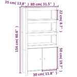 vidaXL Vysoká skrinka sivá 80x35x154 cm borovicový masív – Obrázok 9