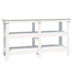 vidaXL Pracovná lavica biela 142,5x50x80 cm masívna borovica – Obrázok 2