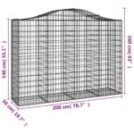 vidaXL Oblúkový gabionový kôš 200x50x140/160 cm pozinkované železo – Obrázok 5