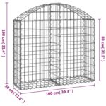 vidaXL Oblúkový gabionový kôš 100x30x80/100 cm pozinkované železo – Obrázok 5