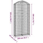 vidaXL Oblúkový gabionový kôš 100x30x200/220 cm pozinkované železo – Obrázok 5