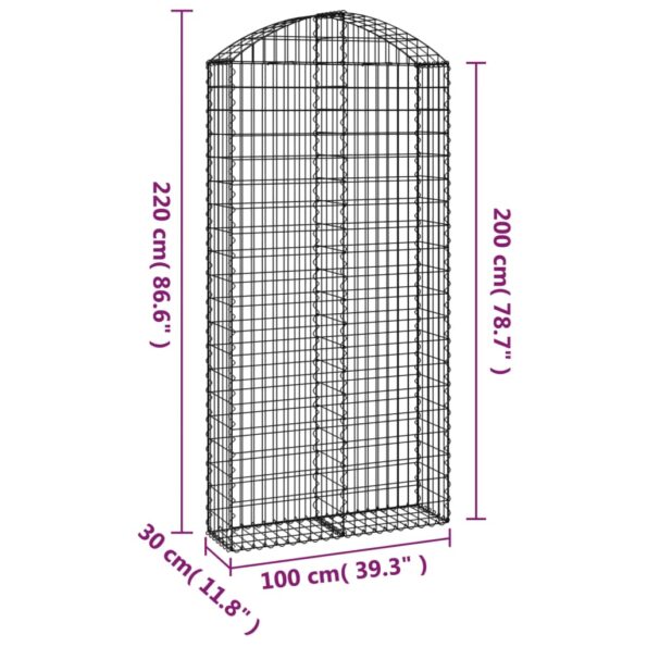 VXL8720845650933_g_en_hd_3.jpg vidaXL Oblúkový gabionový kôš 100x30x200/220 cm pozinkované železo – Obrázok 5