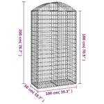 vidaXL Oblúkový gabionový kôš 100x50x180/200 cm pozinkované železo – Obrázok 5