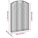vidaXL Oblúkový gabionový kôš 150x30x220/240 cm pozinkované železo – Obrázok 5