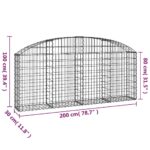 vidaXL Oblúkový gabionový kôš 200x30x80/100 cm pozinkované železo – Obrázok 5