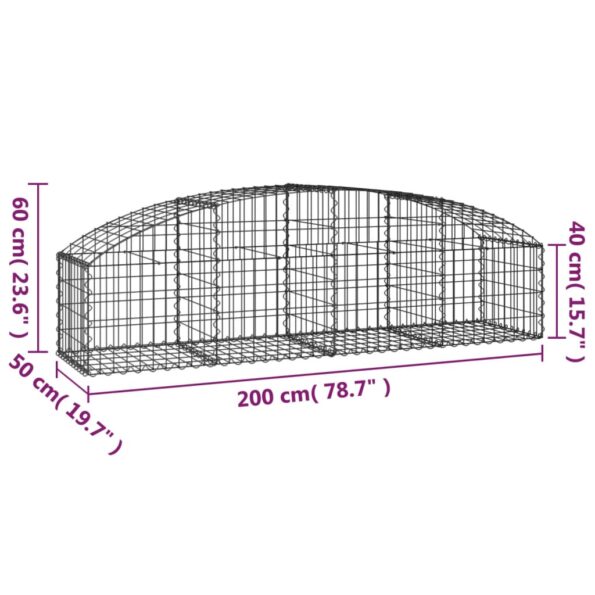 vidaXL Oblúkový gabionový kôš 200x50x40/60 cm pozinkované železo – Obrázok 5
