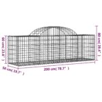 vidaXL Oblúkový gabionový kôš 200x50x60/80 cm pozinkované železo – Obrázok 5