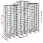 vidaXL Oblúkový gabionový kôš 200x50x160/180 cm pozinkované železo – Obrázok 5