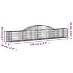 vidaXL Oblúkový gabionový kôš 300x30x40/60 cm pozinkované železo – Obrázok 5