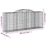 vidaXL Oblúkový gabionový kôš 300x50x120/140 cm pozinkované železo – Obrázok 5