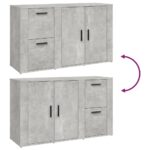 vidaXL Komoda betónovosivá 100x33x59,5 cm spracované drevo – Obrázok 9