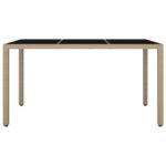 vidaXL Záhradný stôl sklenená doska béžový polyratan a tvrdené sklo – Obrázok 3