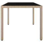 vidaXL Záhradný stôl sklenená doska béžový polyratan a tvrdené sklo – Obrázok 4