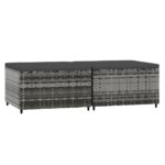 vidaXL Záhradné taburetky s podložkami 2 ks sivé polyratan – Obrázok 2