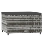 vidaXL Záhradné taburetky s podložkami 2 ks sivé polyratan – Obrázok 3