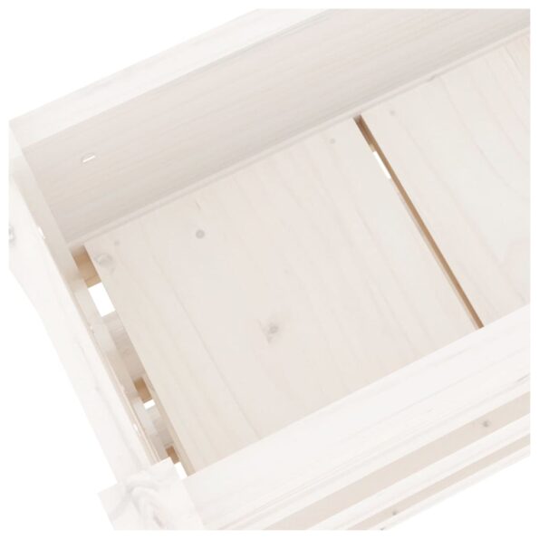 vidaXL Kvetináč biely 112x25x104,5 cm borovicový masív – Obrázok 7