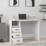 vidaXL Stolík so zásuvkami biely 102x50x76 cm spracované drevo – Obrázok 3