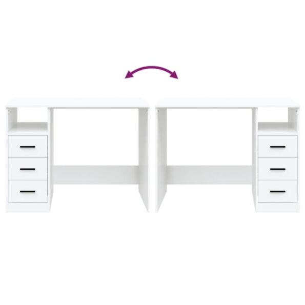 vidaXL Stolík so zásuvkami biely 102x50x76 cm spracované drevo – Obrázok 7