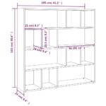 vidaXL Knižnica/deliaca stena čierna 105x24x102 cm – Obrázok 8