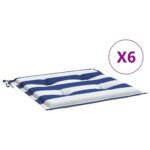 vidaXL Podložky na stoličku 6 ks modro-biele pruhy 50x50x4cm látka – Obrázok 2