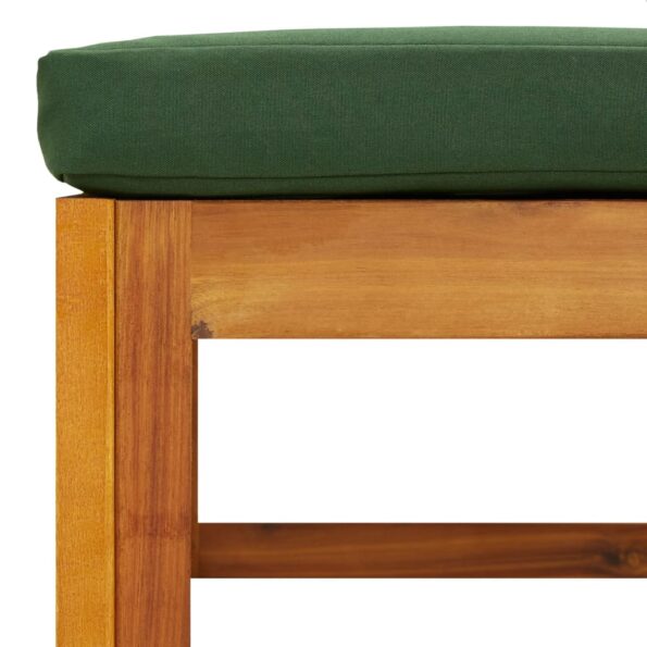 vidaXL Záhradná podnožka a zelený vankúš masívna akácia – Obrázok 7