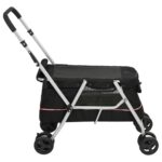 vidaXL Skladací kočík pre psa čierny 100x49x96 cm ľanová tkanina – Obrázok 5