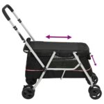 vidaXL Skladací kočík pre psa čierny 100x49x96 cm ľanová tkanina – Obrázok 7