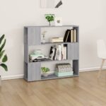 vidaXL Knižnica/deliaca stena sivá sonoma 100x24x94 cm – Obrázok 3