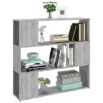 vidaXL Knižnica/deliaca stena sivá sonoma 100x24x94 cm – Obrázok 4
