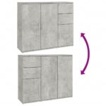 vidaXL Komoda betónovo sivá 91x29,5x75 cm spracované drevo – Obrázok 9